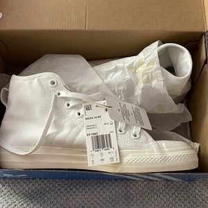Adidas High Top White Tennis Shoes